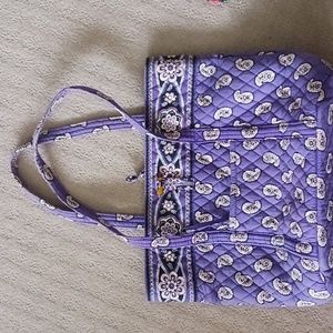 Vera Bradley tote, purple and white, excellent used condition